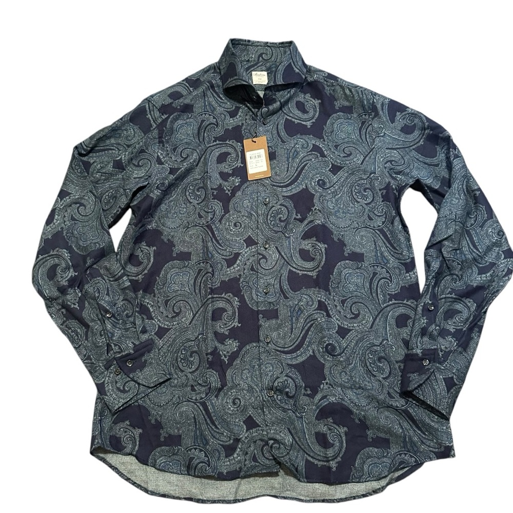 Stenstroms NWT Casual Button Down Shirt Size L In Blue 100% Cotton